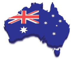 Australian map with flag