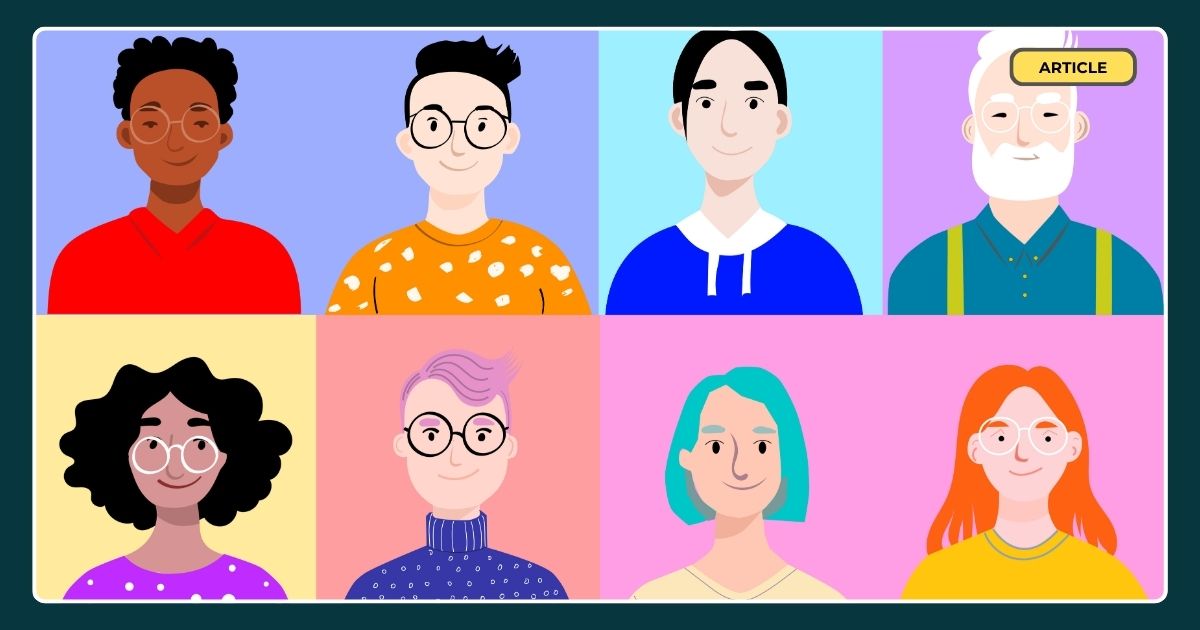 Example of customer personas in a cartoon style