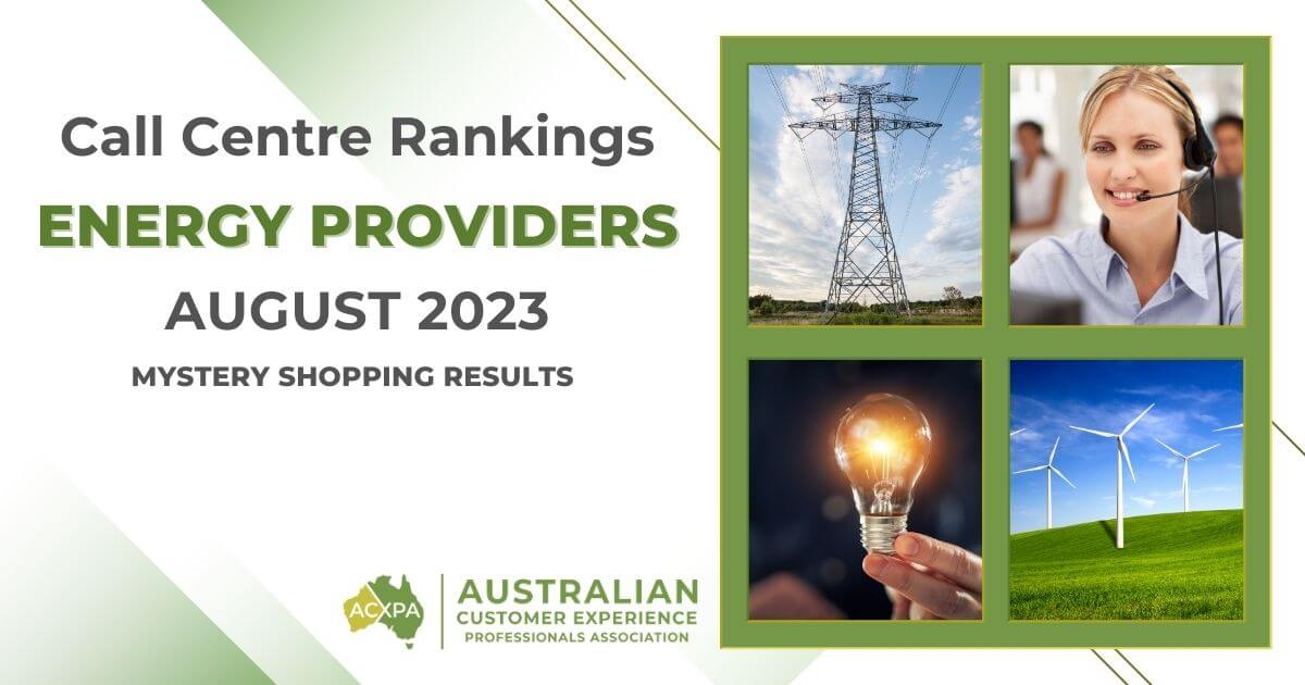 Australian Energy Providers Call Centre Rankings August 2023
