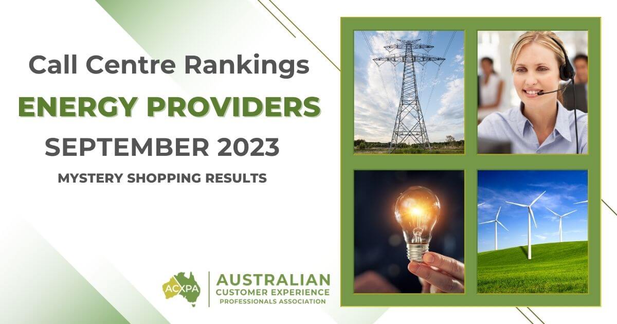 Australian Energy Providers Call Centre Rankings September 2023