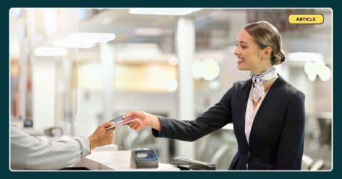 Receptionist providing customer service to a customer