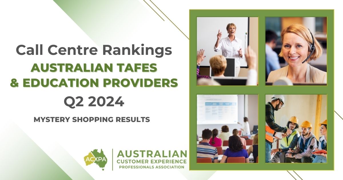 Australian TAFES Q2 2024 Call Centre Rankings by ACXPA