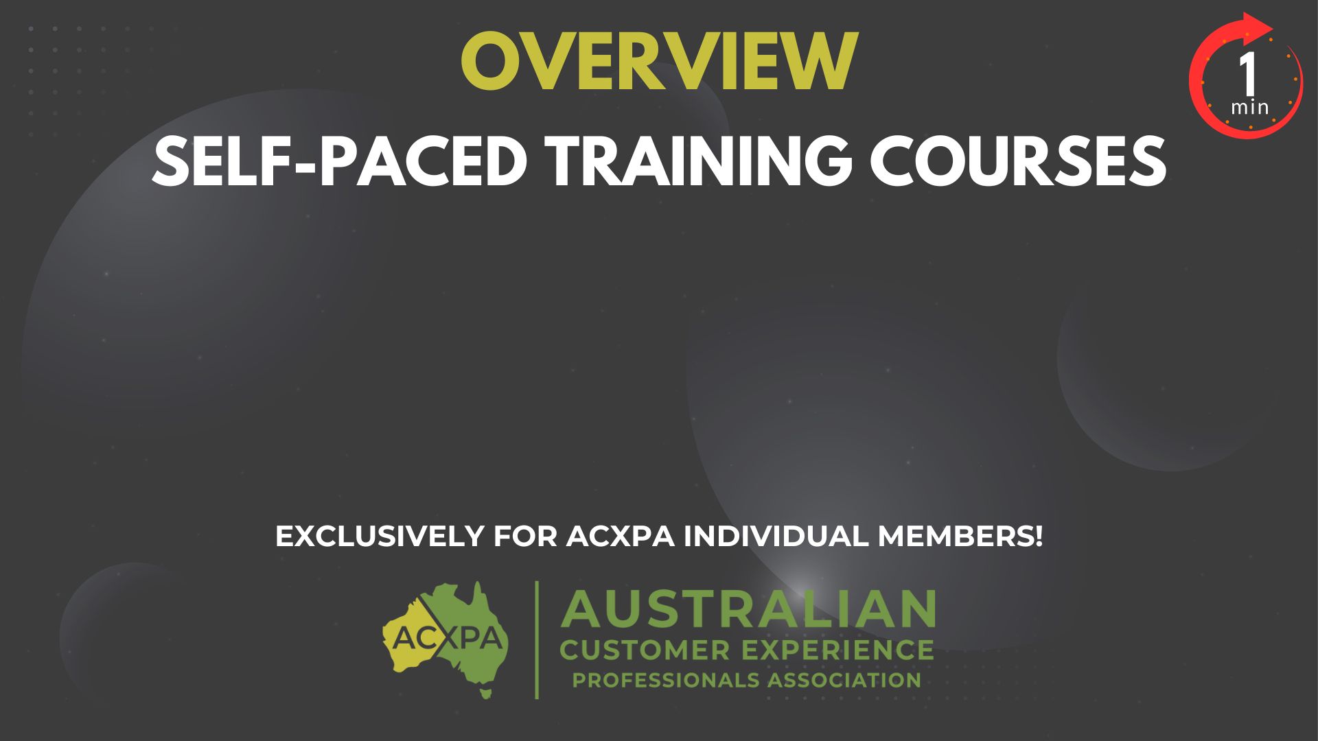 1 Minute Overview Self Paced Training Courses