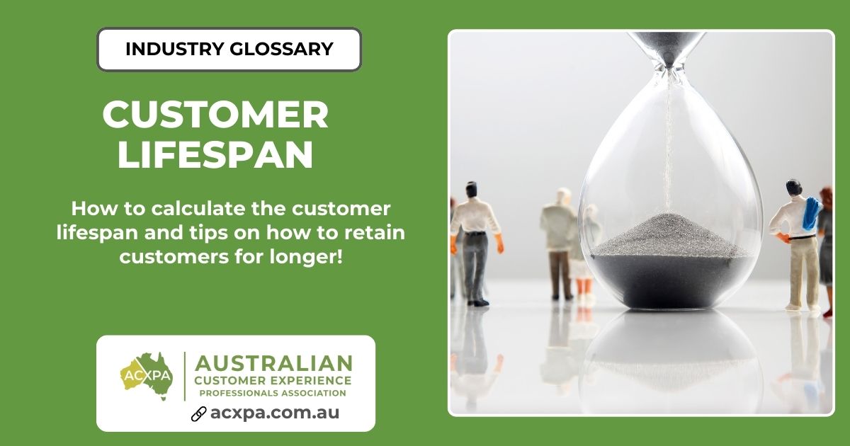 How to calculate the Customer Lifespan showing a timer counting down surrounded by customers.