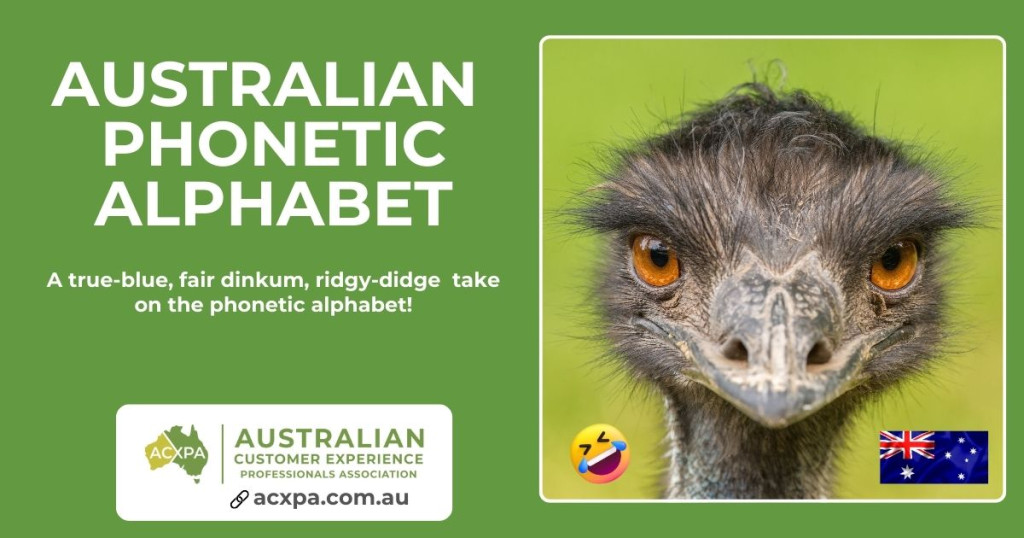 Australian Phonetic Alphabet featuring an Australian Emu and Aussie Flag