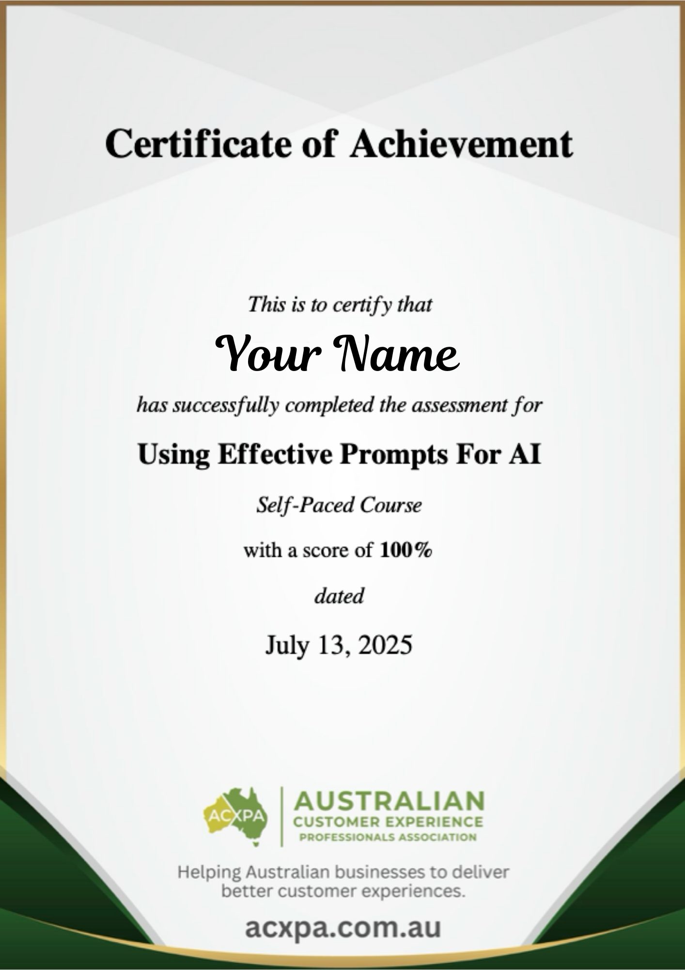 Sample Certificate