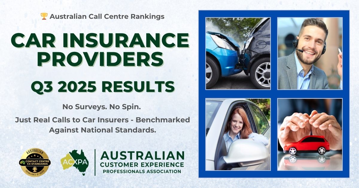 Australian Car Insurers call centre rankings Q3 2025 Results