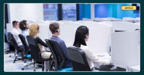 call centre floor with agents waiting for calls