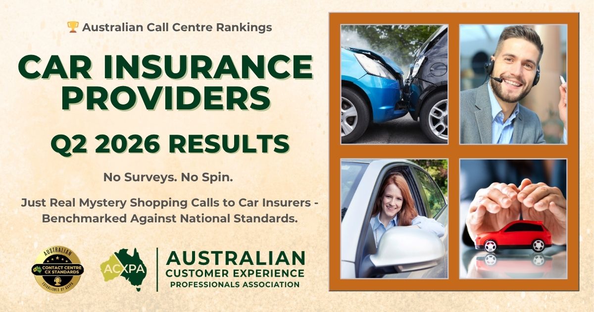 Australian Car Insurers call centre rankings Q2 2026 Results