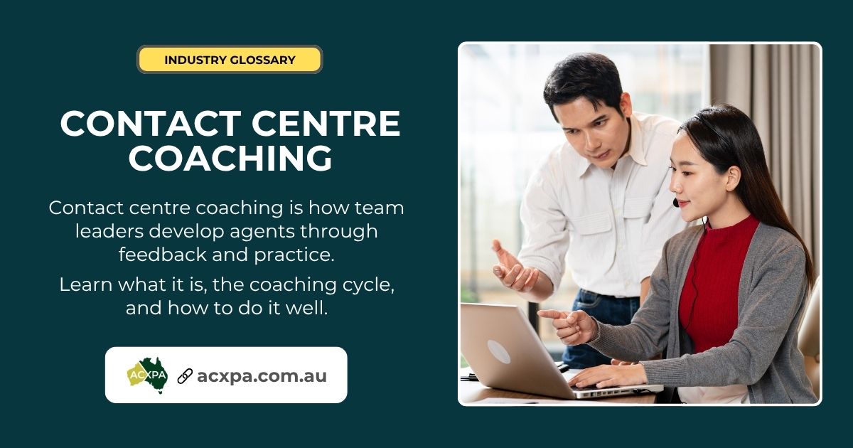 A Contact Centre Team Leader coaching a call centre employee