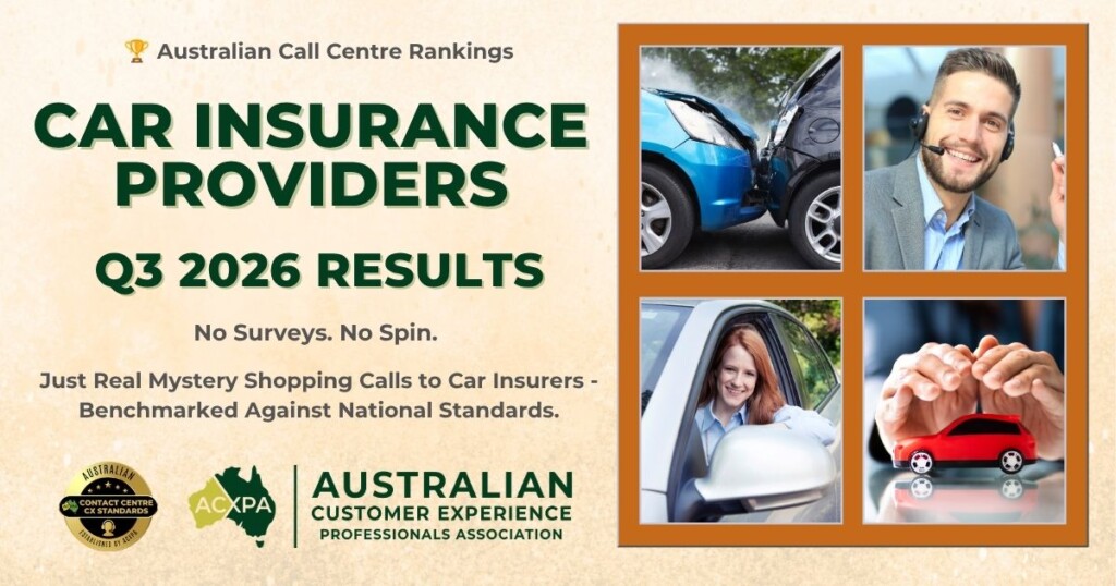 Coming Soon! View the Q3 2026 Australian Call Centre Rankings for Car Insurance Providers, including call centre wait times, customer experience rankings, access rankings and more.