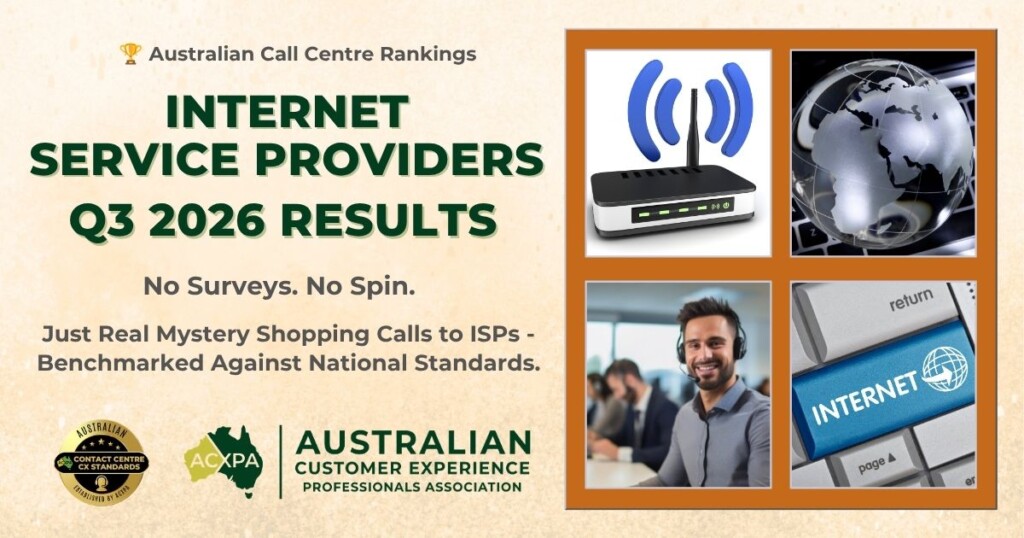 Coming Soon! The Q3 2026 Australian Call Centre Rankings for ISPs will be published late July, revealing contact centre performance including average wait times, customer service quality, call answer percentage and lots more!